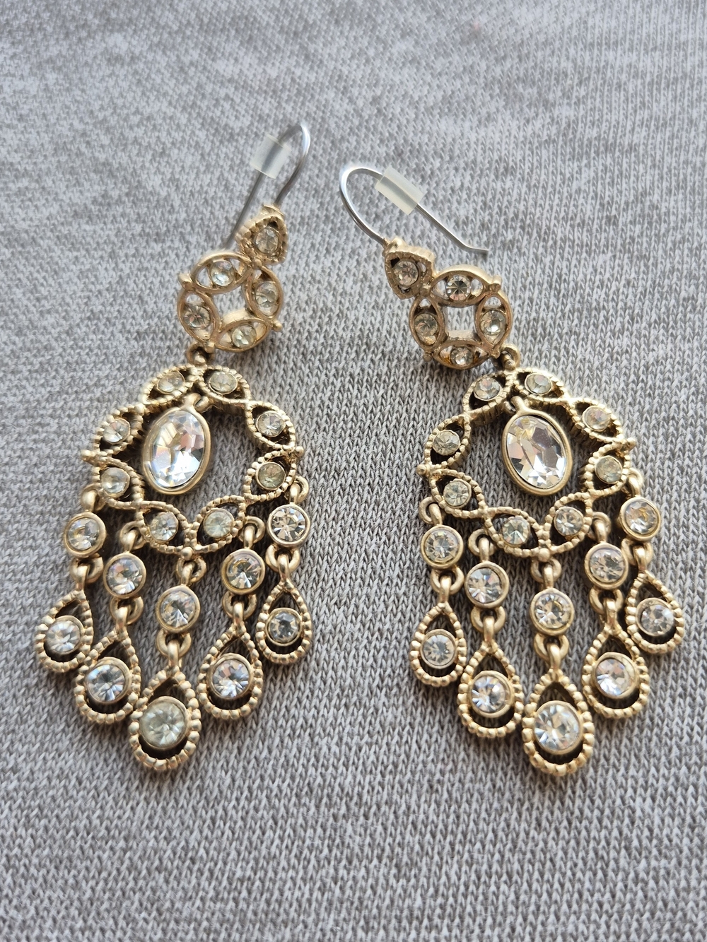 Gold-Tone Crystal Chandelier Earrings - Elegant Drop Earrings